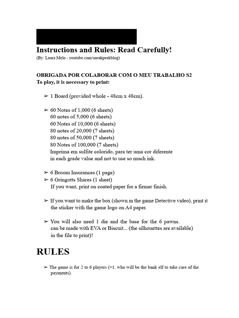 Instructions and Rules - Game of Life | PDF