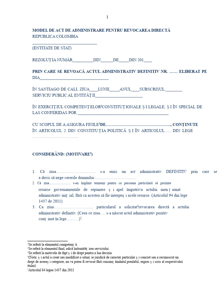 Model de Act Administrativ de Revocare Directă | PDF