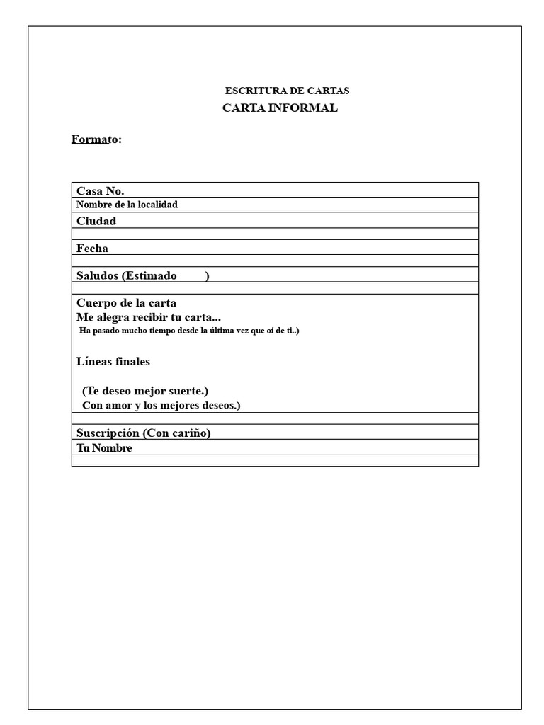 Guía para Escribir Cartas Informales | PDF