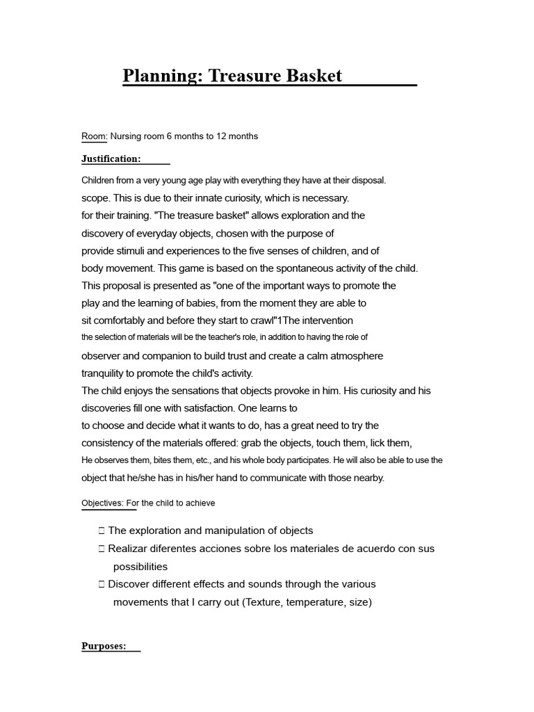Treasure Basket Planning | PDF | Curiosity