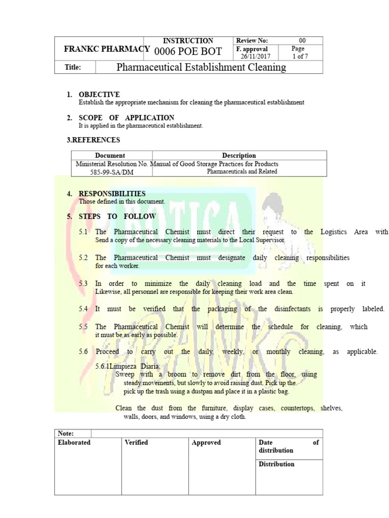 Pharmaceutical Cleaning Guidelines | PDF | Pharmacy | Pharmacist