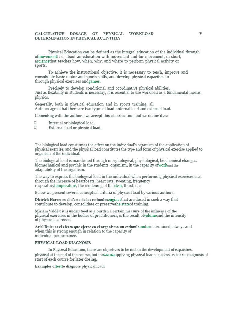Physical Load Dosage in Education | PDF | Organisms
