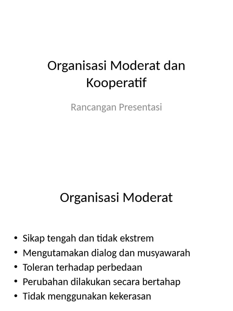 Presentasi Organisasi Moderat Kooperatif | PDF