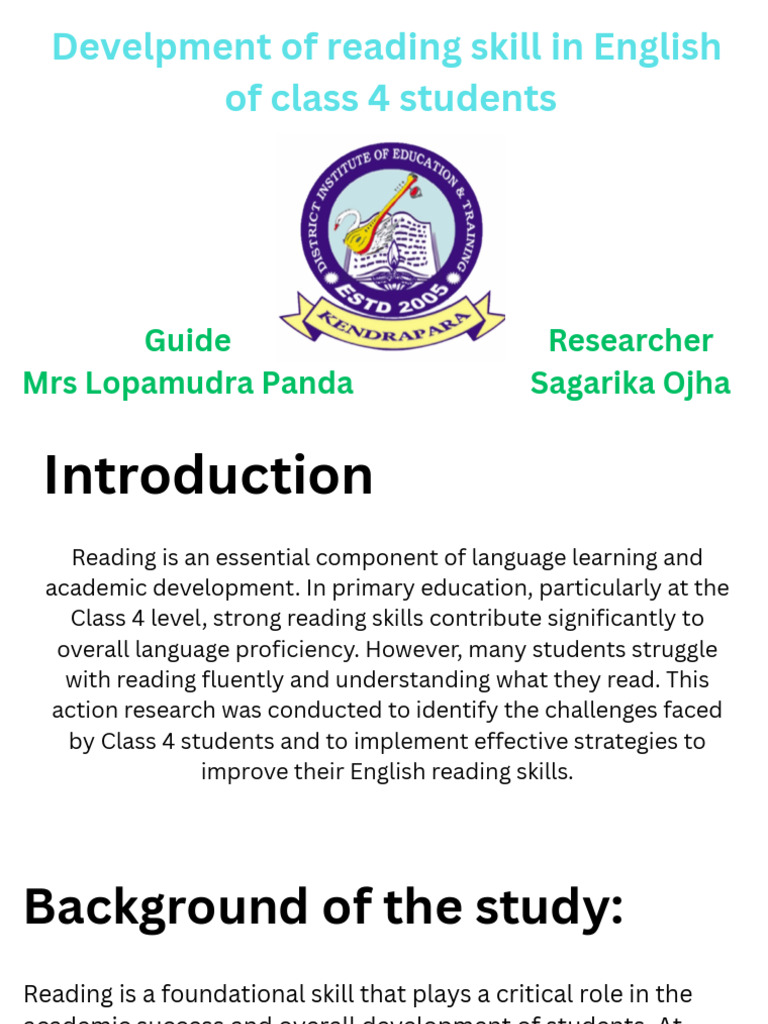 Action Research On Reading Skill Development in English For Class 4 ...