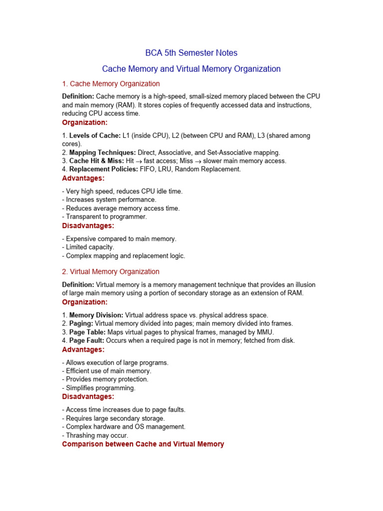 Cache and Virtual Memory Overview | PDF