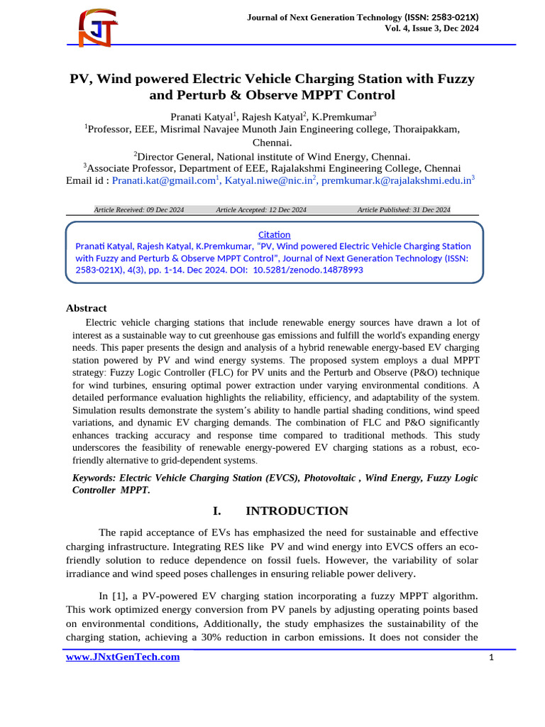 Hybrid PV-Wind EV Charging Station Design | PDF | Photovoltaics ...