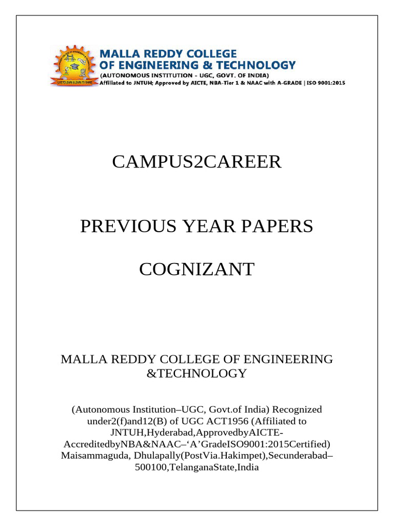 Cognizant Interview Questions Guide | PDF | Pointer (Computer ...