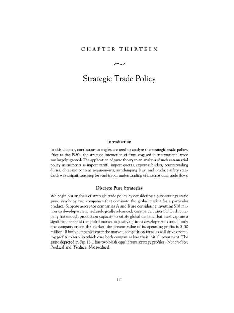 Strategic Trade Policy | PDF