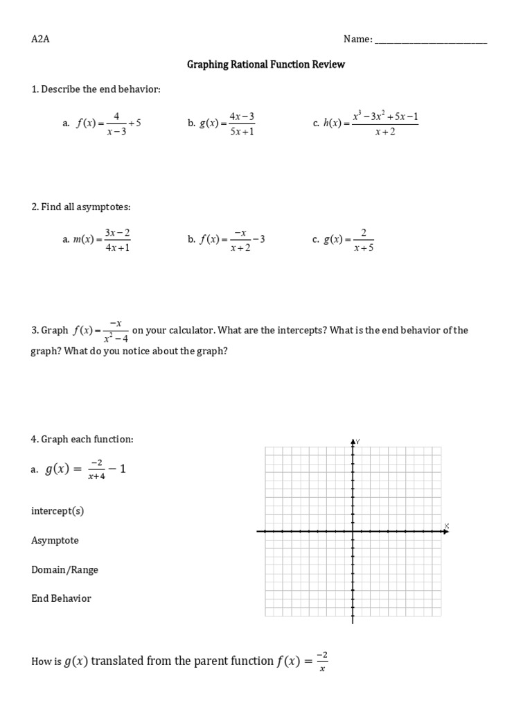 Graphing Rational Function Review | PDF