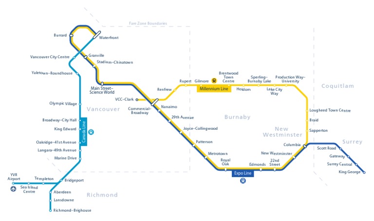 Vancouver SkyTrain Route Map Overview | PDF | Travel | Art