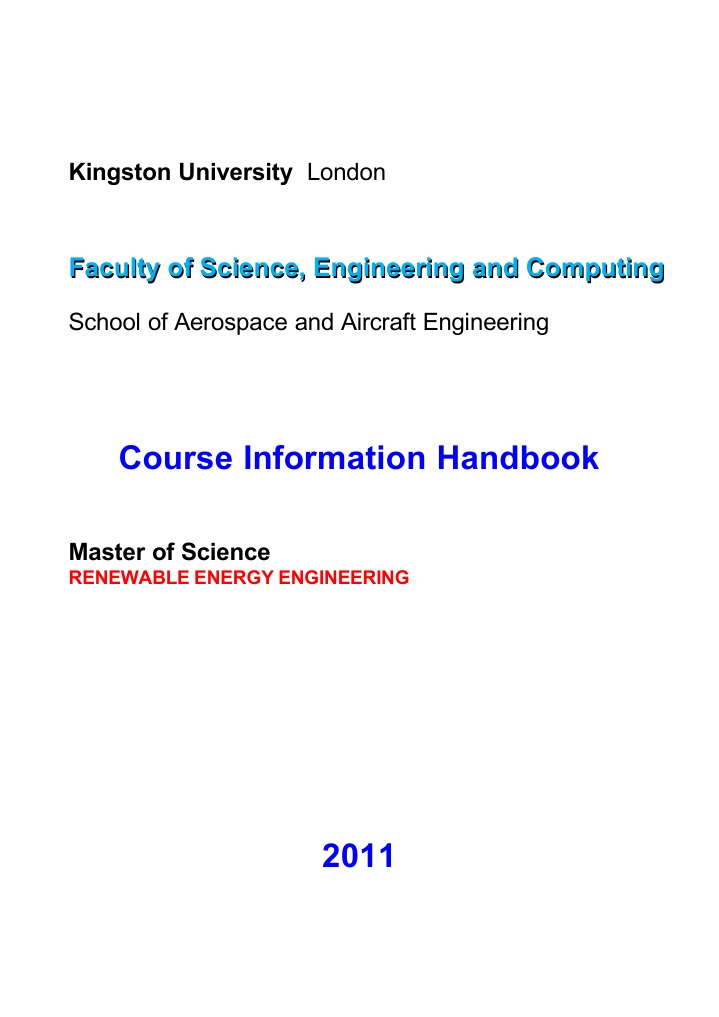 MSc Renewable Energy Engineering Guide | PDF | Master Of Science ...