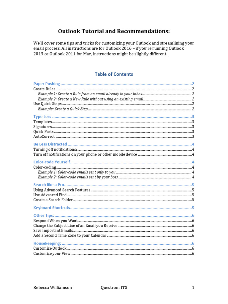 Outlook 2016 Tips and Customization Guide | PDF | Microsoft Outlook ...