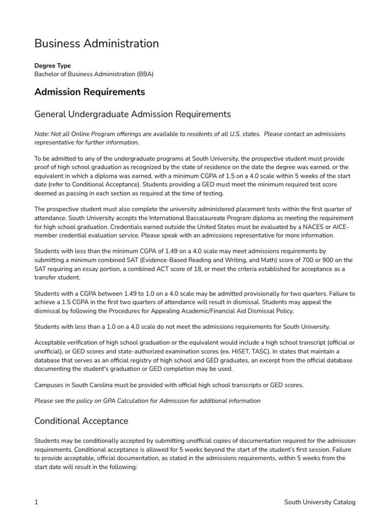 BBA Admission Requirements Guide | PDF | University And College ...
