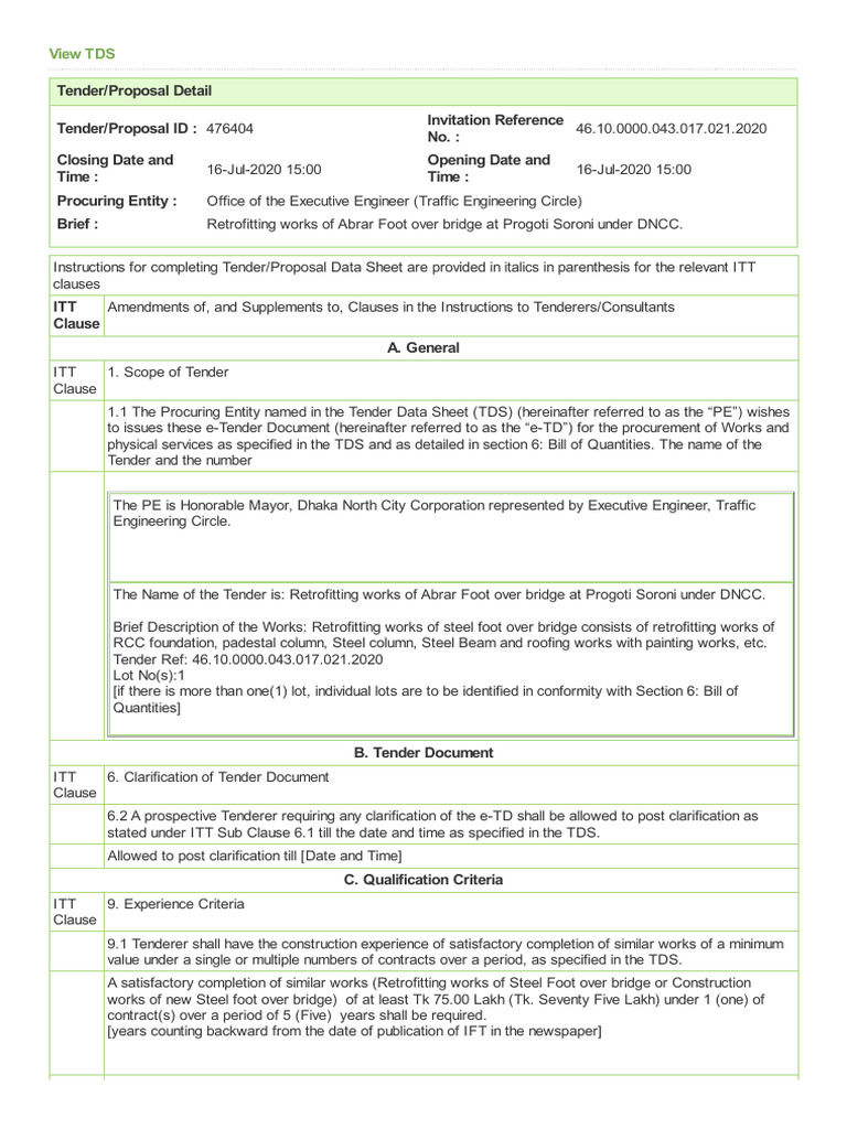 Section2 - Tender Data Sheet | PDF
