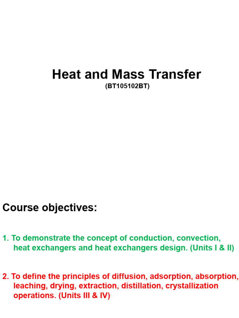 Heat and Mass Transfer Principles | PDF | Distillation | Diffusion