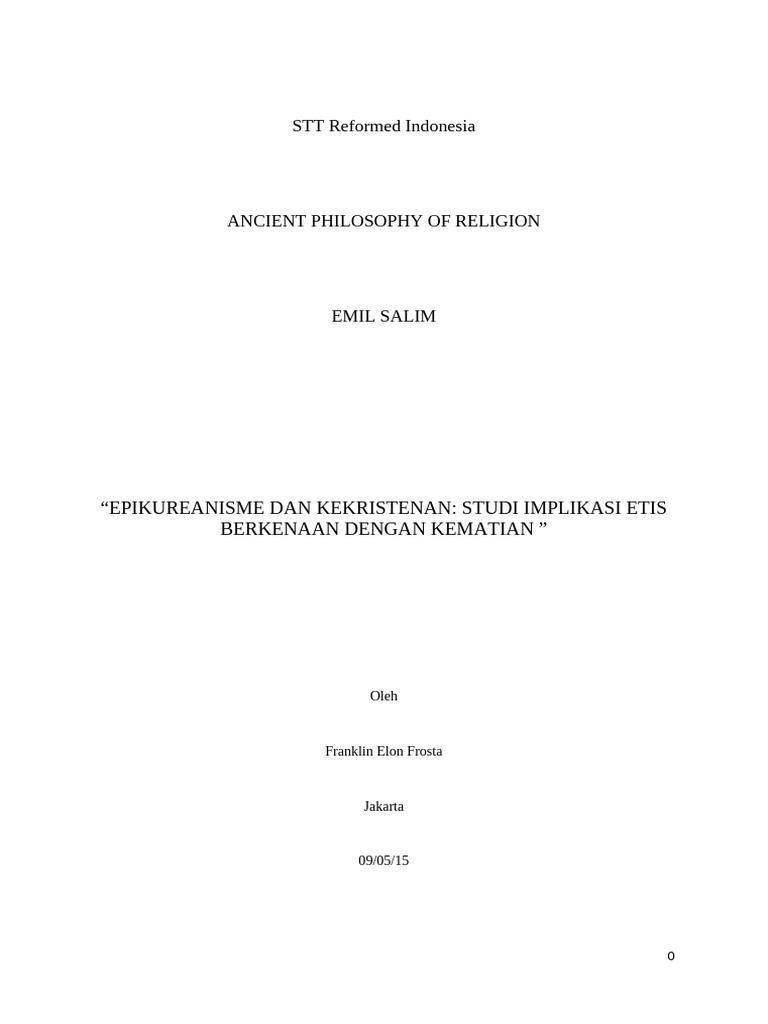 Paper Akhir Ancient Philosophy of Religion | PDF