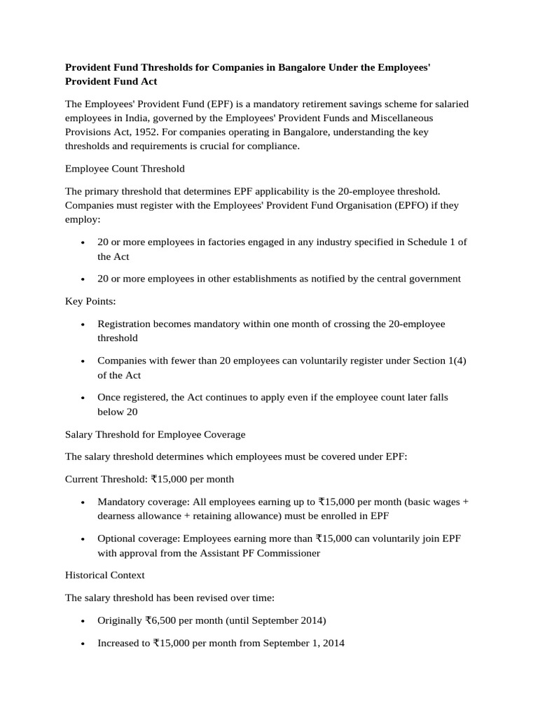 EPF Compliance for Bangalore Companies | PDF | Employment | Pension