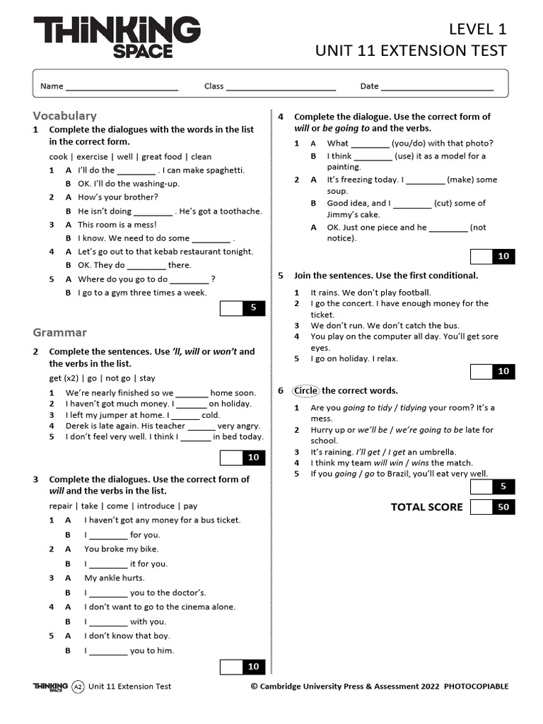 A2 Unit 11 Extension Test Worksheet | PDF | Languages | Foreign ...
