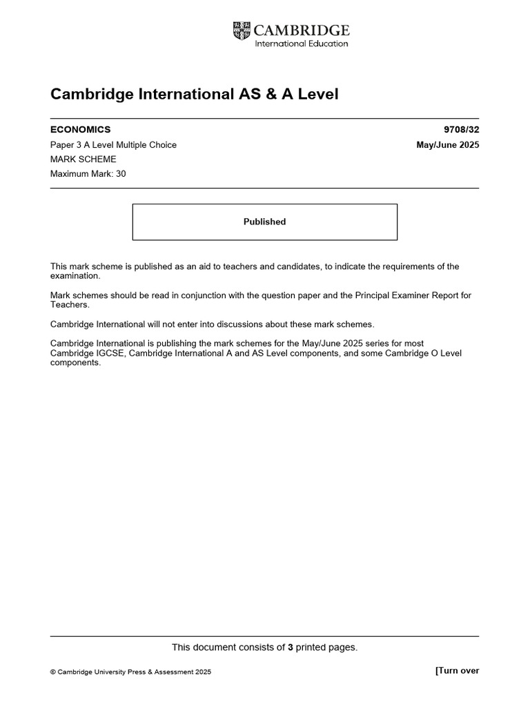 Cambridge A Level Economics Mark Scheme | PDF | Secondary Education ...