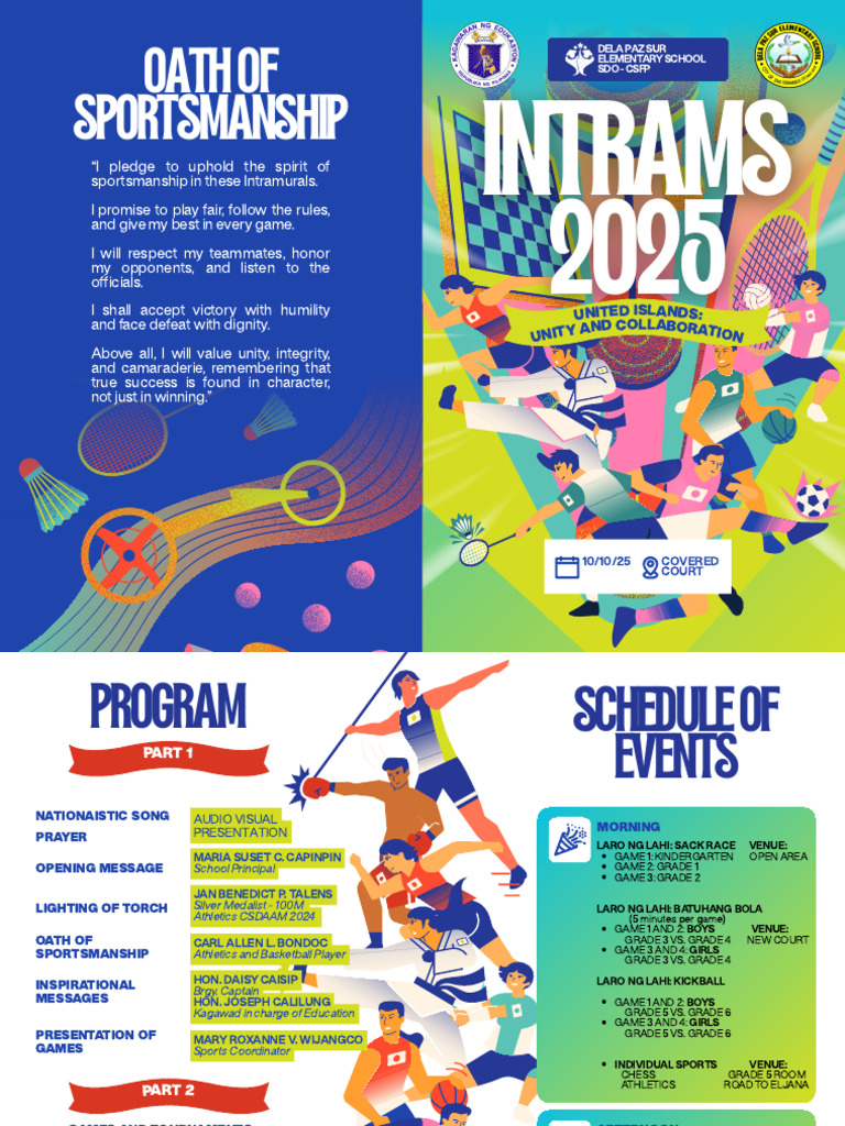 School Intramurals Program Brochure in Teal and Lime Green Flat ...