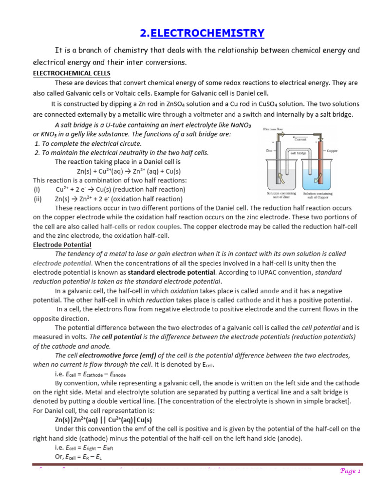Electrochemistry Concepts and Equations | PDF | Electrochemistry | Redox