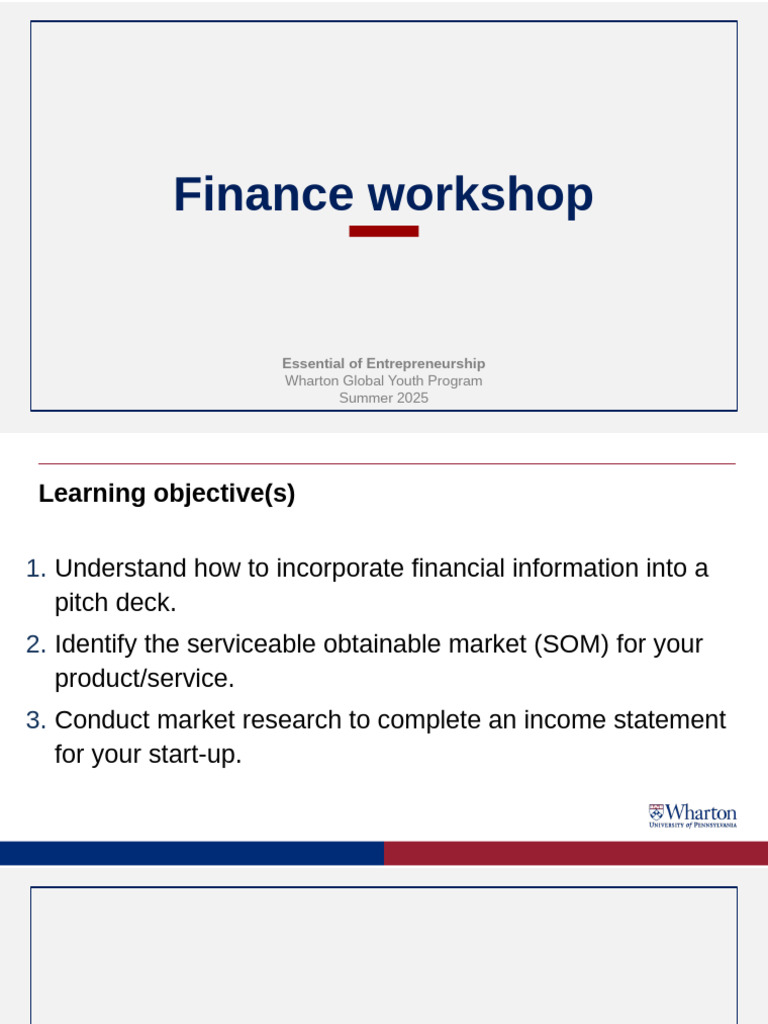Day 8C. Finance Workshop | PDF | Startup Company | Small Business ...