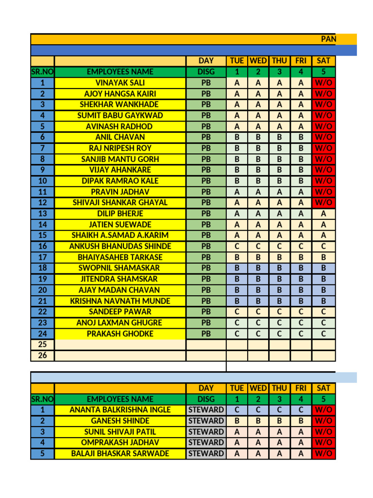 PB October Duty Roster 2025 (07) New | PDF