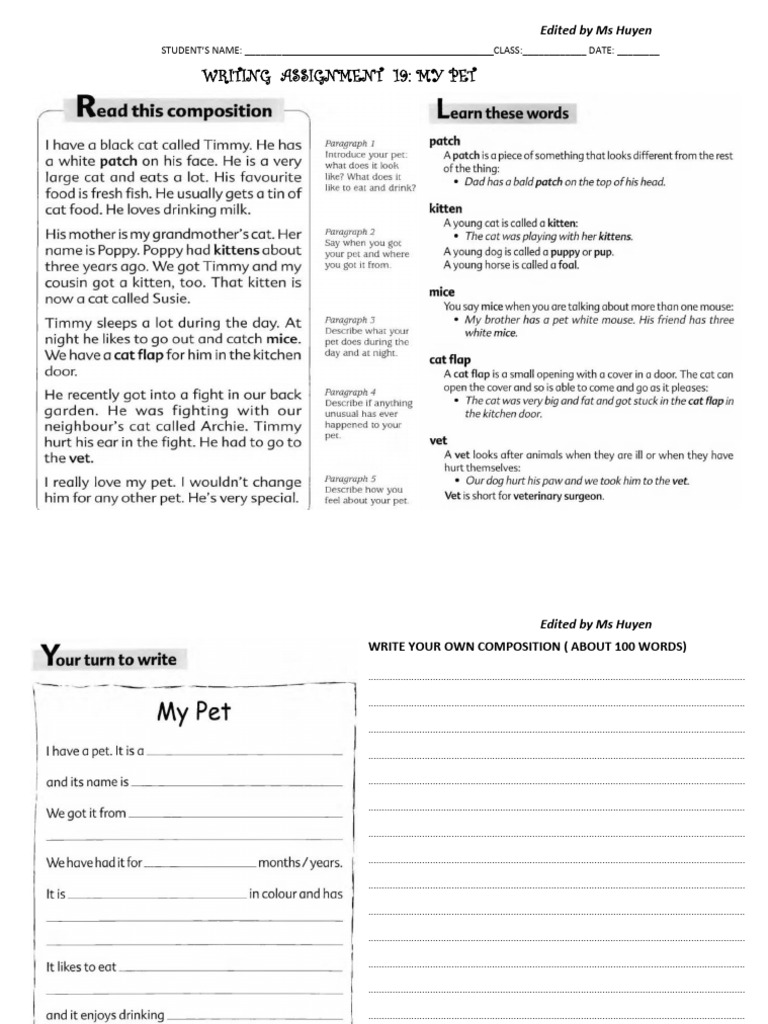My Pet Writing Assignment Guide | PDF