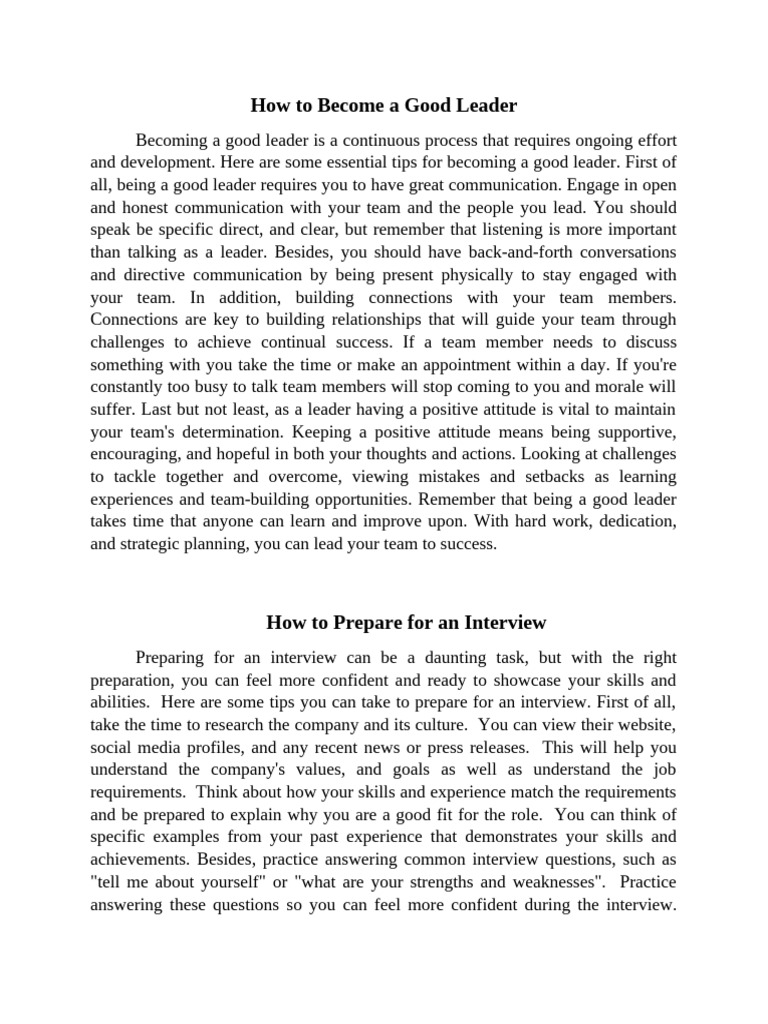 Essential Leadership and Interview Tips | PDF | Interview | Communication