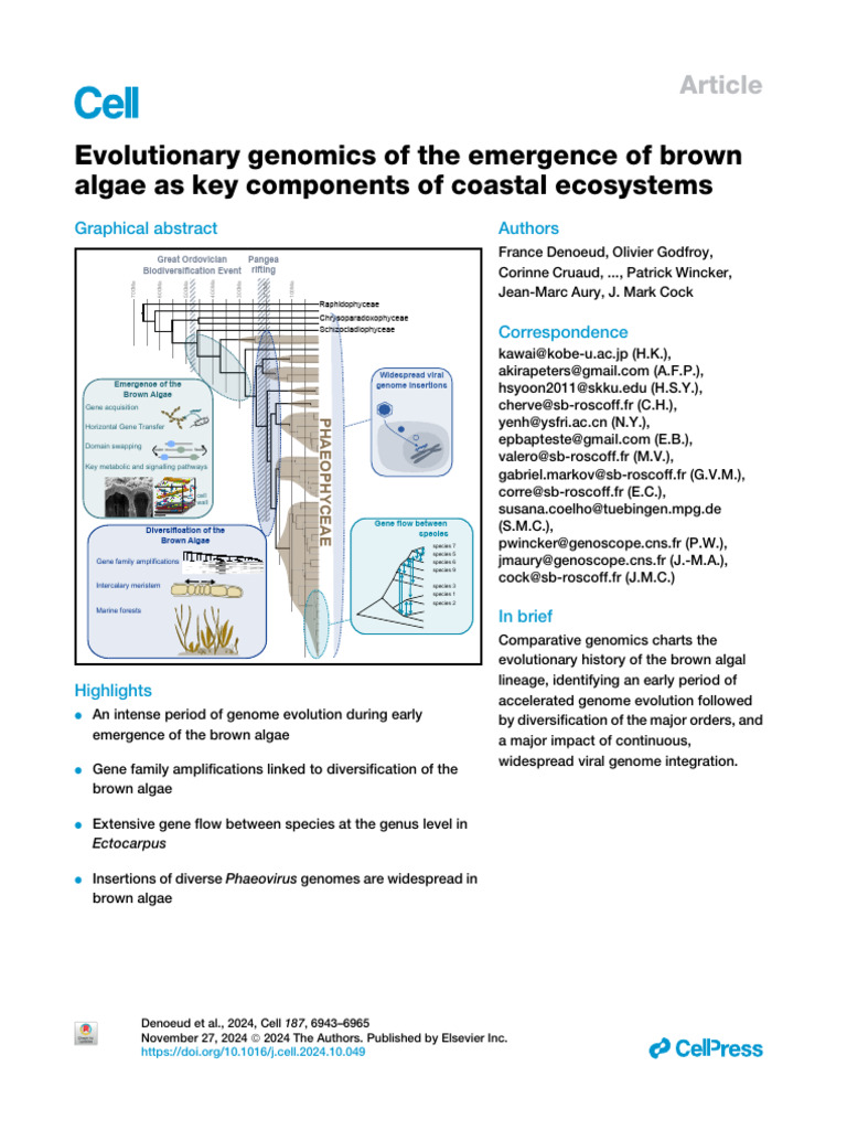 Evolution of Brown Algae Genomics | PDF | Algae | Biology