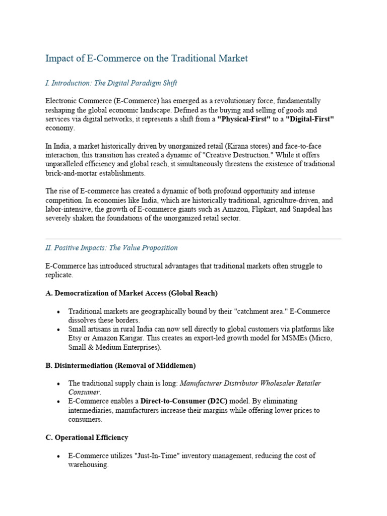 Impact of E-Commerce On The Traditional Market | PDF | E Commerce | Retail
