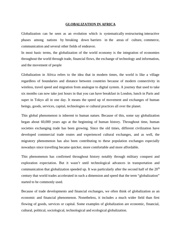 Impact of Globalization on Africa | PDF | Globalization | Tariff