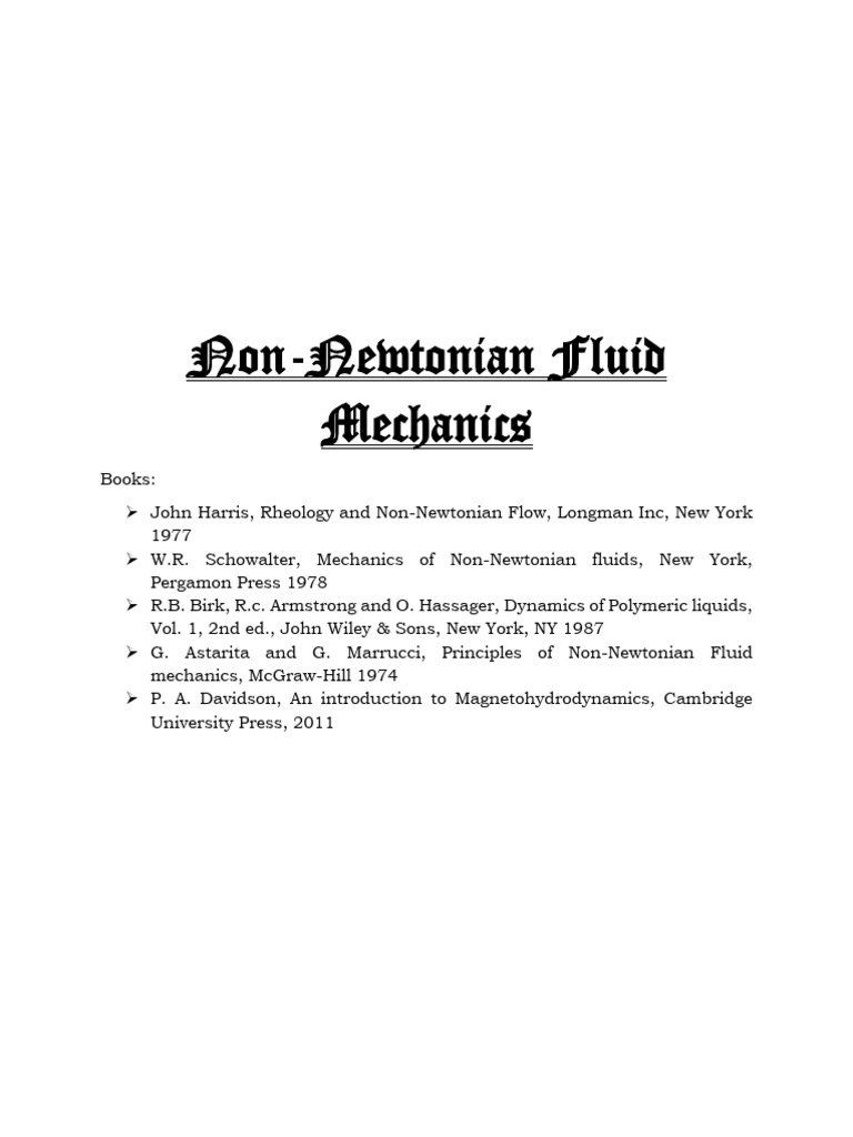 Non-Newtonian Fluid Mechanics Overview | PDF | Reynolds Number | Fluid ...