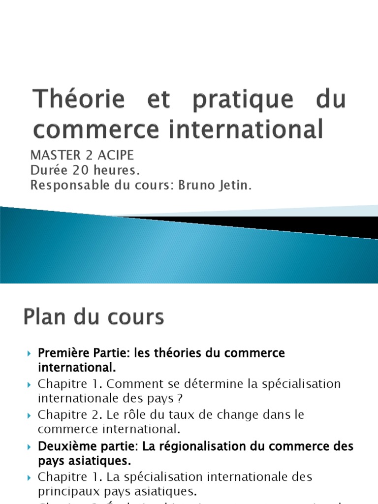 2011 12 Théorie Et Pratique Du Commerce International Pdf Avantage