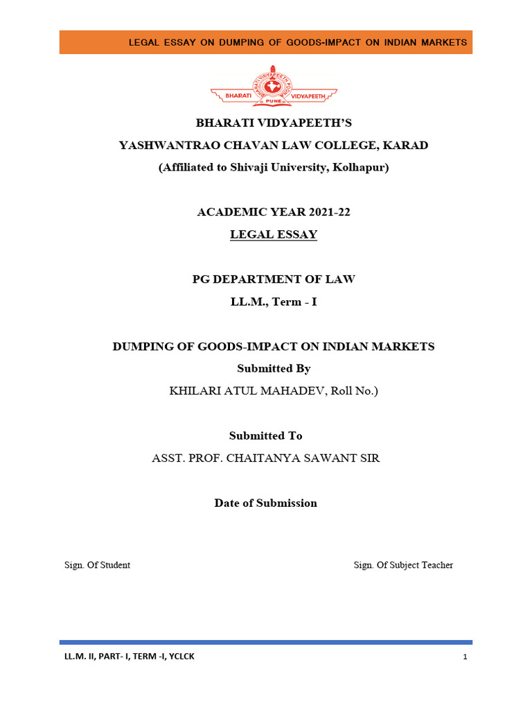 Impact of Goods Dumping on Indian Markets | PDF | Dumping (Pricing ...