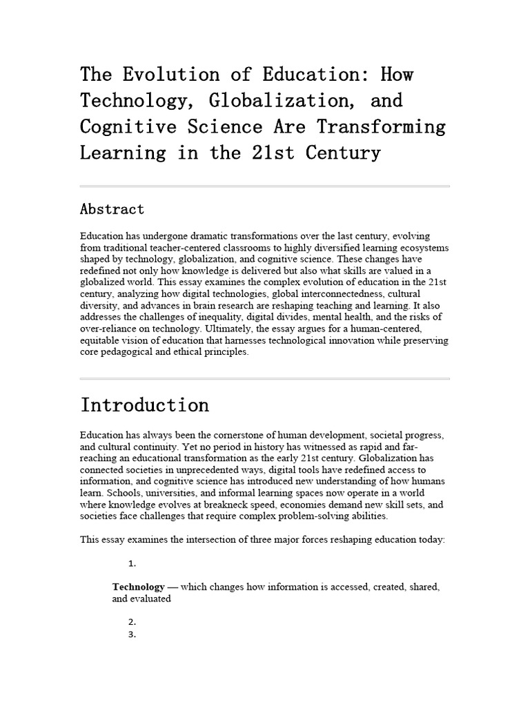 21st Century Education Transformation | PDF | Learning | Educational ...