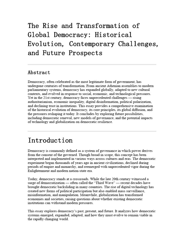 The Rise and Transformation of Global Democracy | PDF | Democracy ...