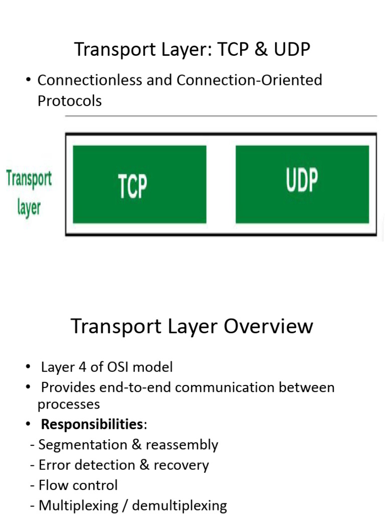 TCP vs UDP: Transport Layer Explained | PDF | Transmission Control ...