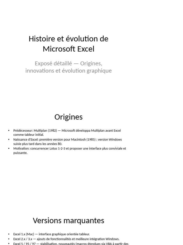Histoire et évolution de Microsoft Excel | PDF | Microsoft Excel | Logiciel