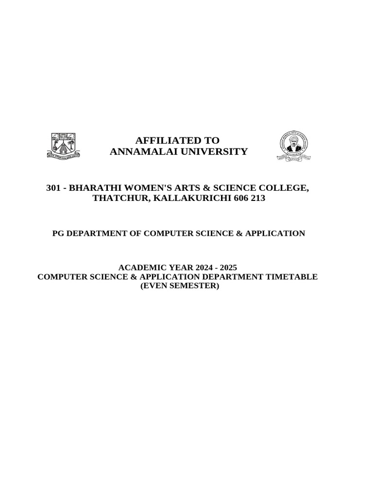 Cs & Bca - 2024 - Even Sem Master Timetable - Final | PDF | Computer ...