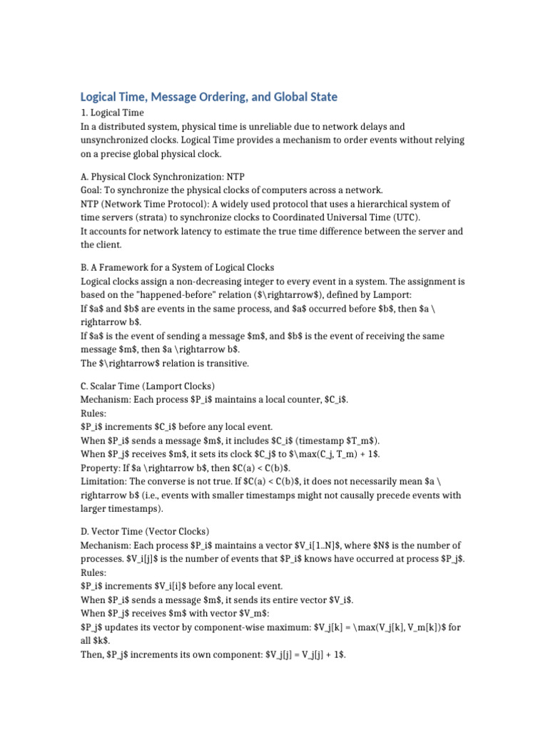 Logical Time and Message Ordering in Distributed Systems | PDF ...