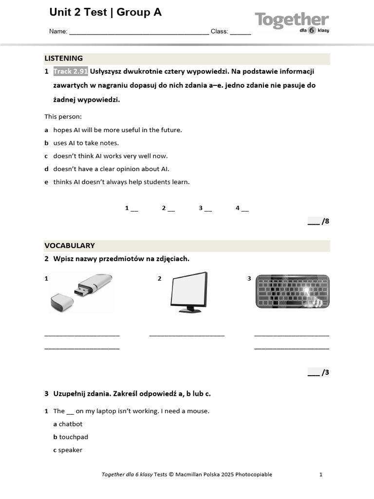 Unit 2 Test for 6th Grade Students | PDF