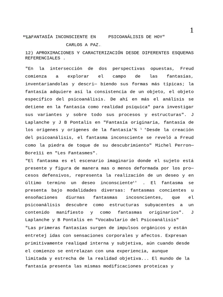 La fantasia inco | PDF | Mente inconsciente | Psicoanálisis