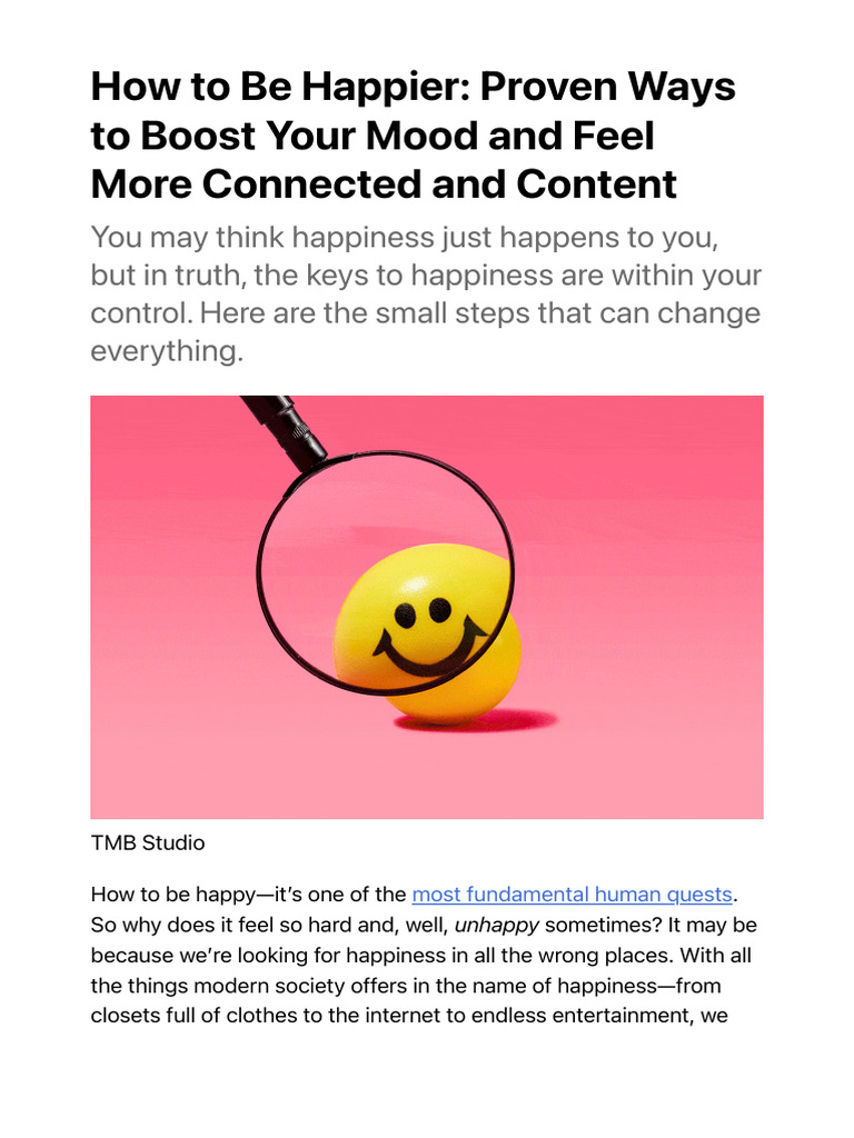 How to Be Happy- 30 Keys to Happiness | Trusted Since 1922 | PDF |  Happiness | Diet (Nutrition)