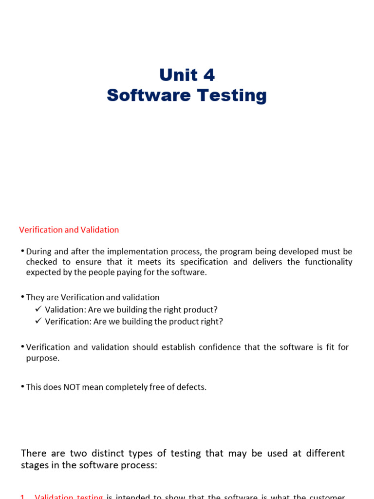 Software Testing: Verification & Validation | PDF | Software Testing ...