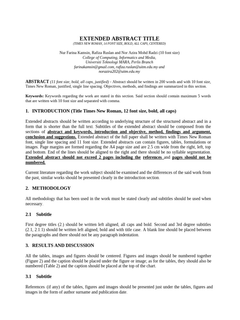 Template For Extended Abstract | PDF