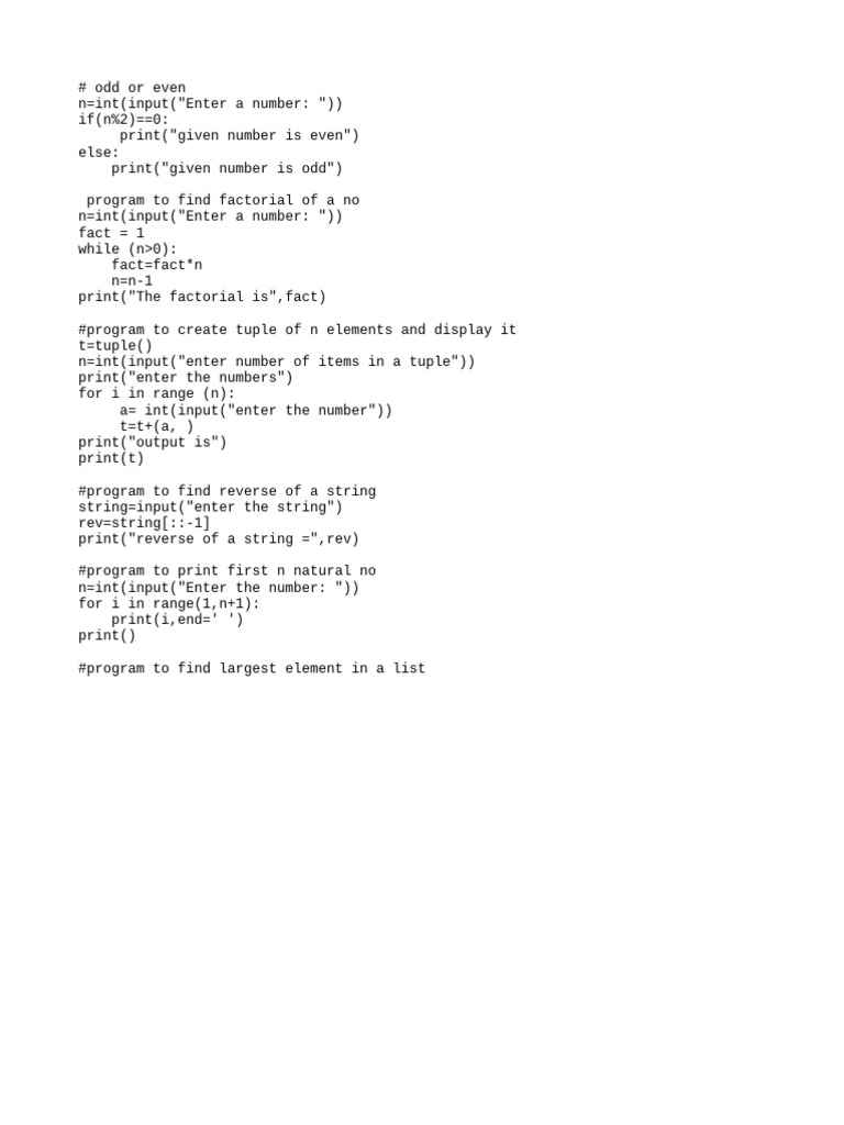Python Programs for Basic Operations | PDF