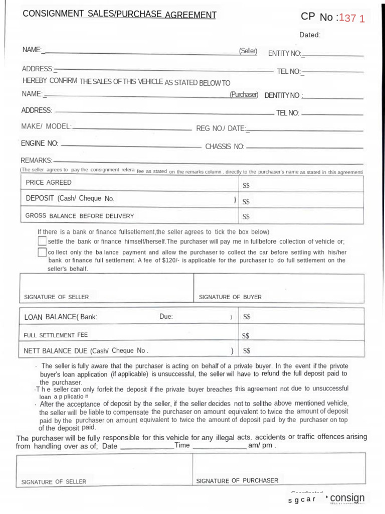 Hereby Confirm The Sales of This Vehicle As Stated Below To: Address ...