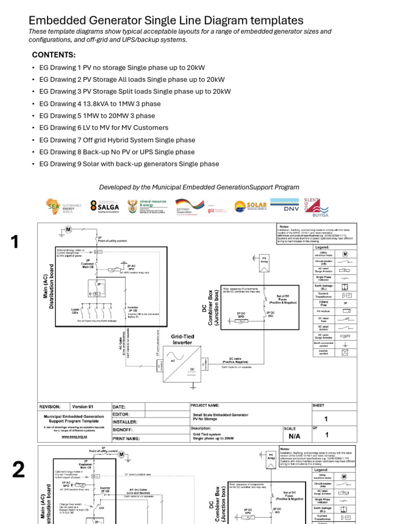 Embedded Generator Single Line Diagram Templates | PDF